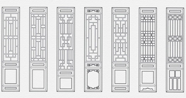 南吕镇常用中式仿古花窗图案隔断设计图